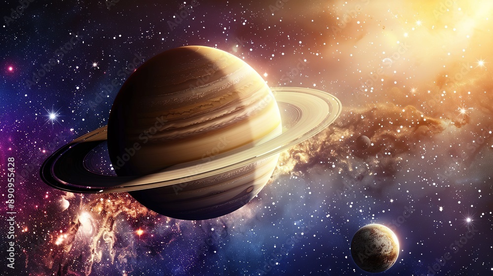 Planet Saturn in Space with Stars Planet Saturn in Space with Stars