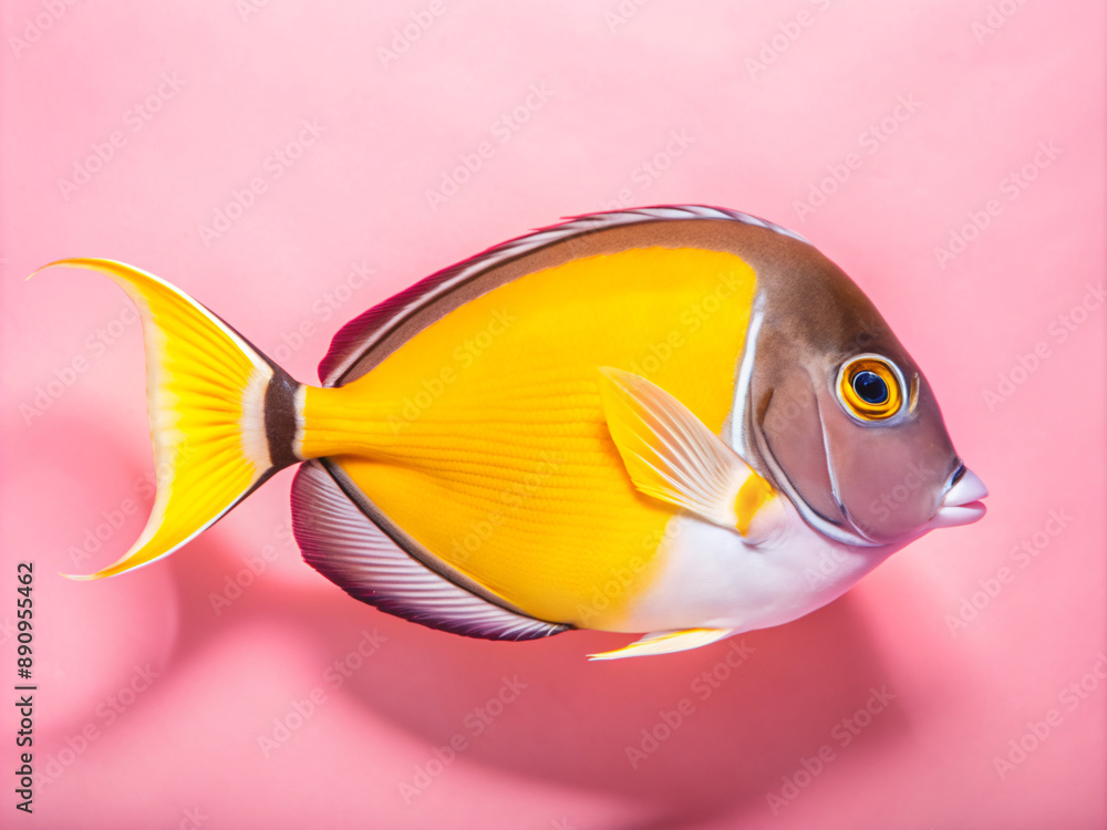 Naklejka premium yellow tang fish, aquarium, underwater, tropical, ocean, animal, blue, nature, illustration, coral, vector, yellow, reef, isolated