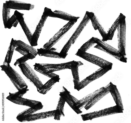 black scribbles Watercolor painted brush stroke ,Hand drawn design element isolated on white background
