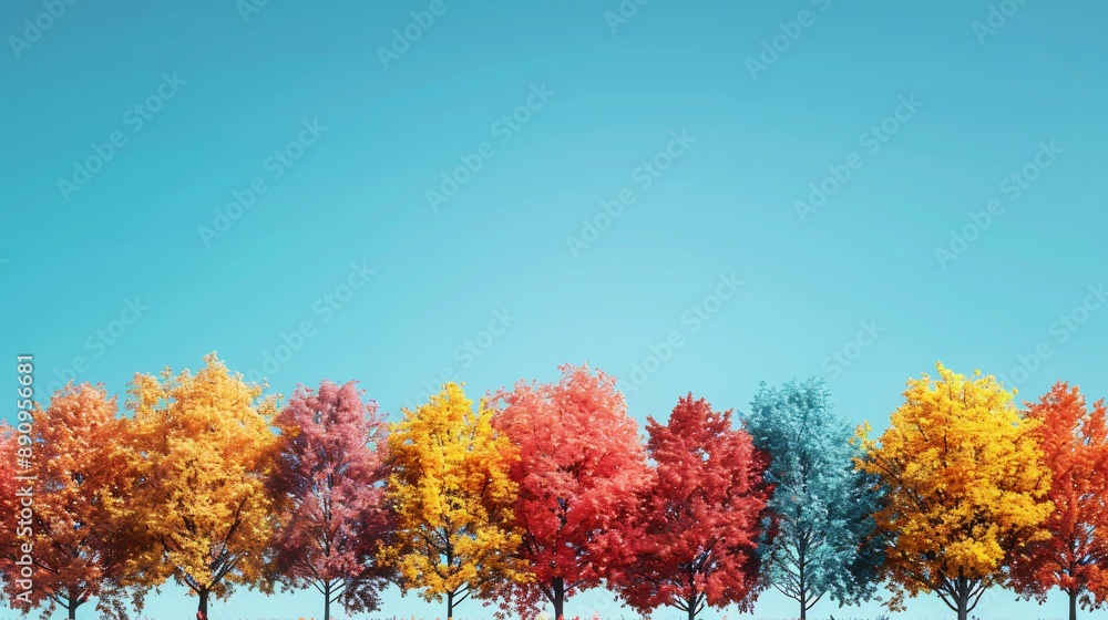 Vibrant Autumn Trees Against a Clear Blue Sky Vibrant Autumn Trees Against a Clear Blue Sky