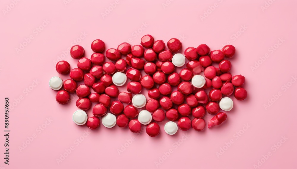 Red and White Balls on Pink Background Red and White Balls on Pink Background