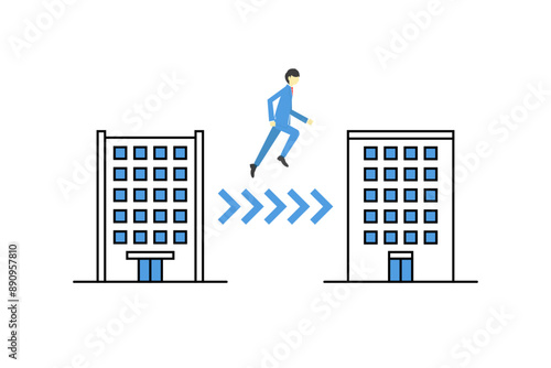 転職・転勤・異動するビジネスマンをイメージしたイラスト