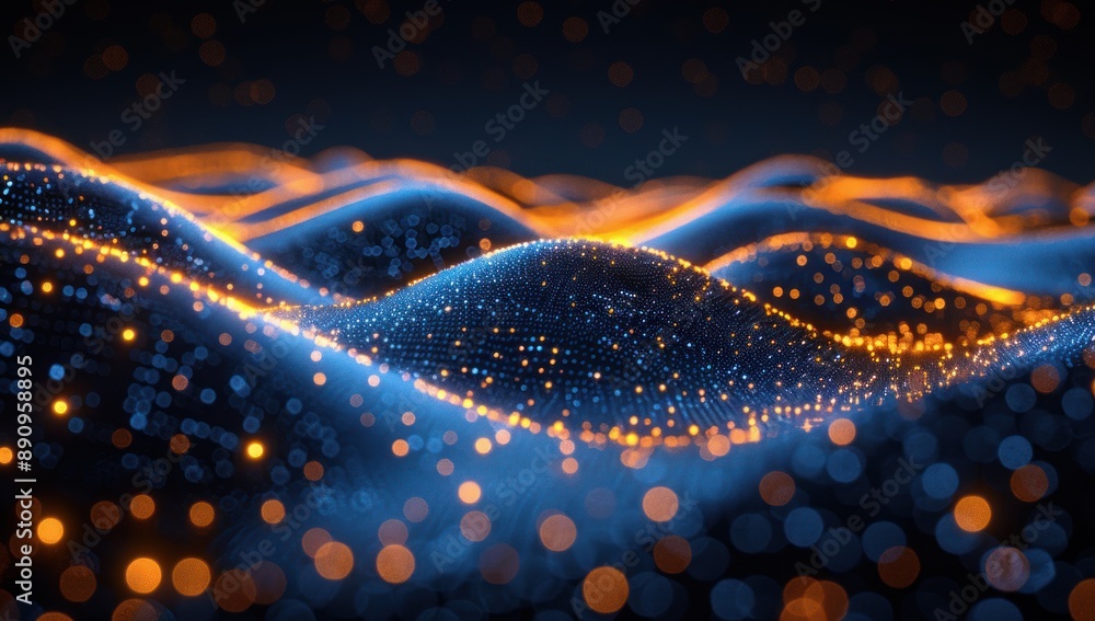 Abstract Digital Landscape with Glowing Particles Abstract Digital Landscape with Glowing Particles