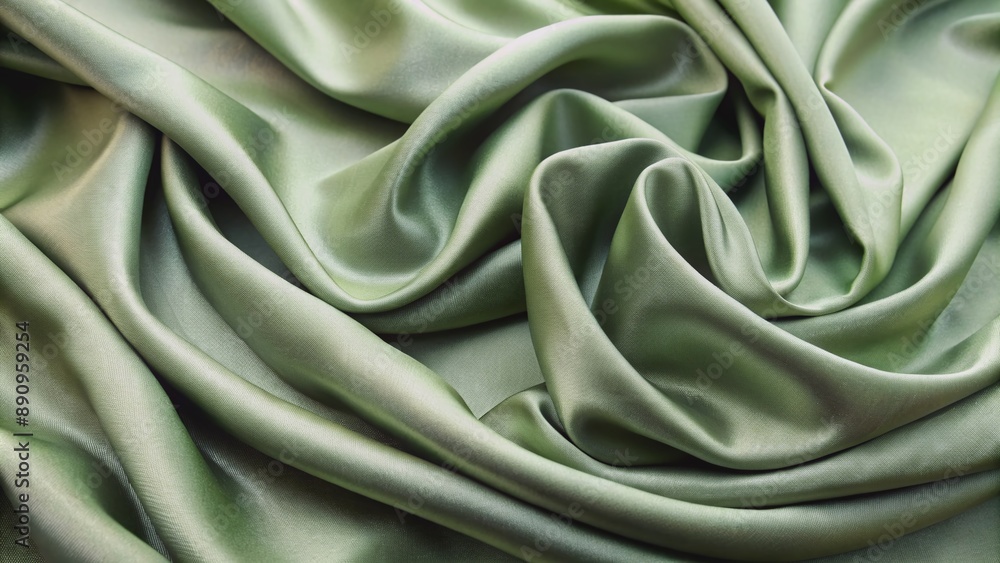 Softly draped sage green fabric with subtle sheen and delicate folds, creating a sense of understated sophistication and refinement, ideal for adding luxury accents. Softly draped sage green fabric with subtle sheen and delicate folds, creating a sense of understated sophistication and refinement, ideal for adding luxury accents.