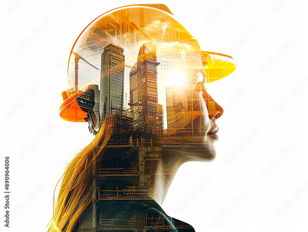 young woman in a yellow construction helmet against the background of construction workshop young woman in a yellow construction helmet against the background of construction workshop