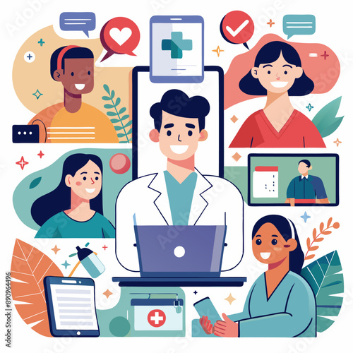 telehealth services remote medical consultation illustrations