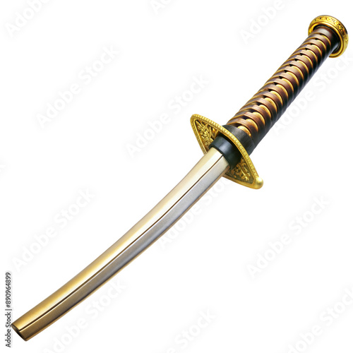 A close up of a katana a traditional Japanese sword