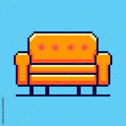 Pixel art sofa game asset design