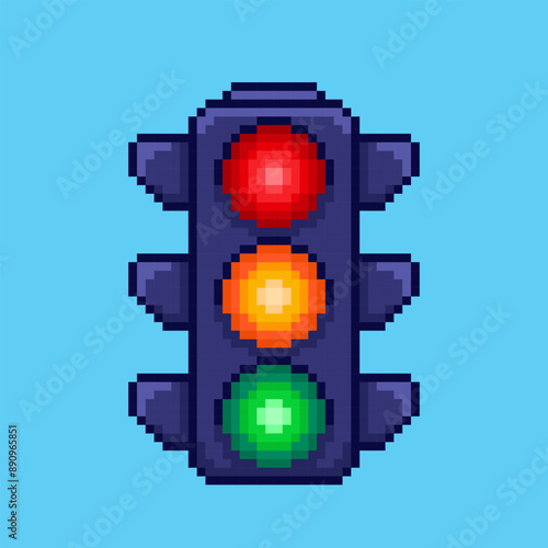 Pixel art traffic light game asset design