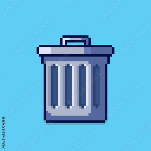Pixel art trash can game asset design