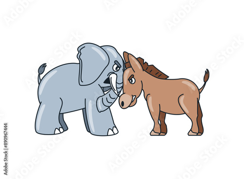 angry donkey and elephant cartoon