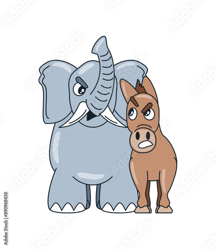 democrat donkey vs republican elephant cartoon characters