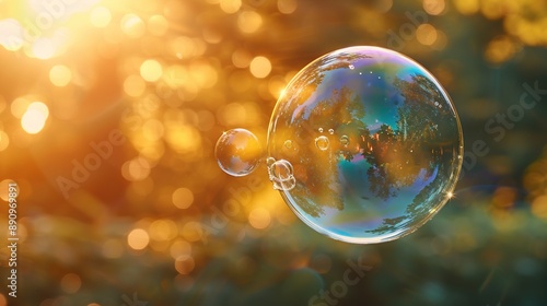 A Single Soap Bubble in the Golden Light of Sunset © MINHO