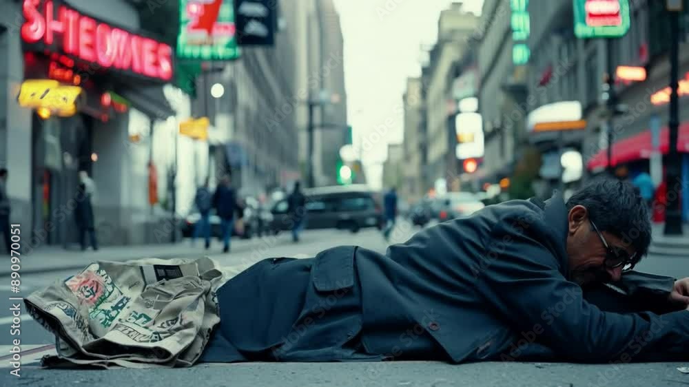 homeless man camped up on the street homeless man camped up on the street