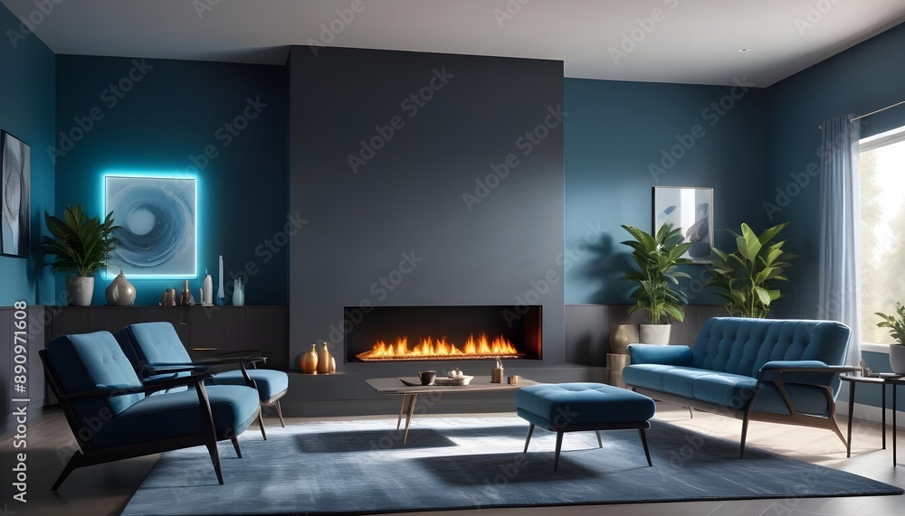 Photo interior modern design room 3d illustration Photo interior modern design room 3d illustration