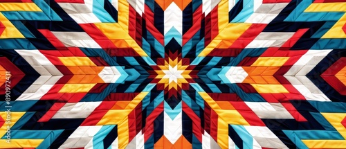 Illustrate a vibrant geometric Indian pattern for cross-stitching