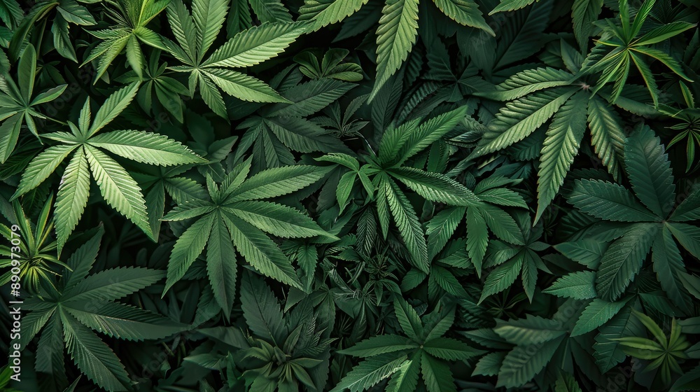 Green Cannabis Leaves Background