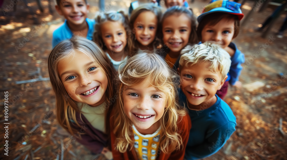 happy kid taking selfie in playground, group photo for friends. happy kid taking selfie in playground, group photo for friends.
