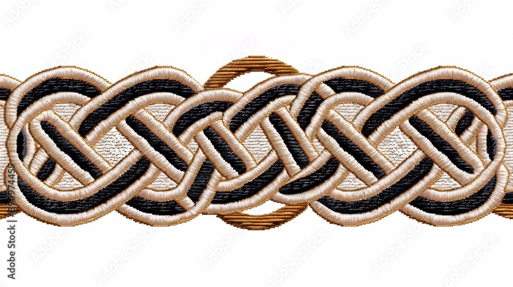 Traditional Celtic cross-stitch border with intricate knots and swirls Traditional Celtic cross-stitch border with intricate knots and swirls