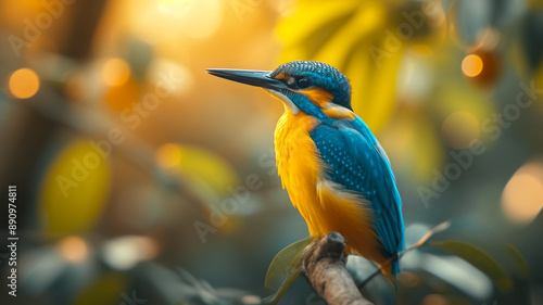 Close-up shot of Sacred Kingfisher bird with a blurred background photo