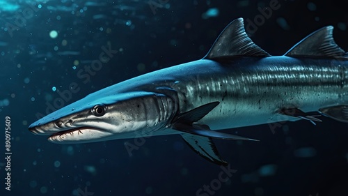 close-up of Remora, cinematic, deep sea background, bokeh high detail