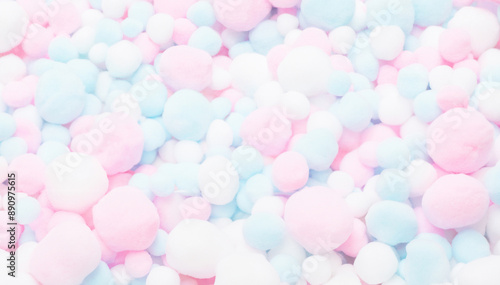 White, Pink, and Blue Soft Pom Poms