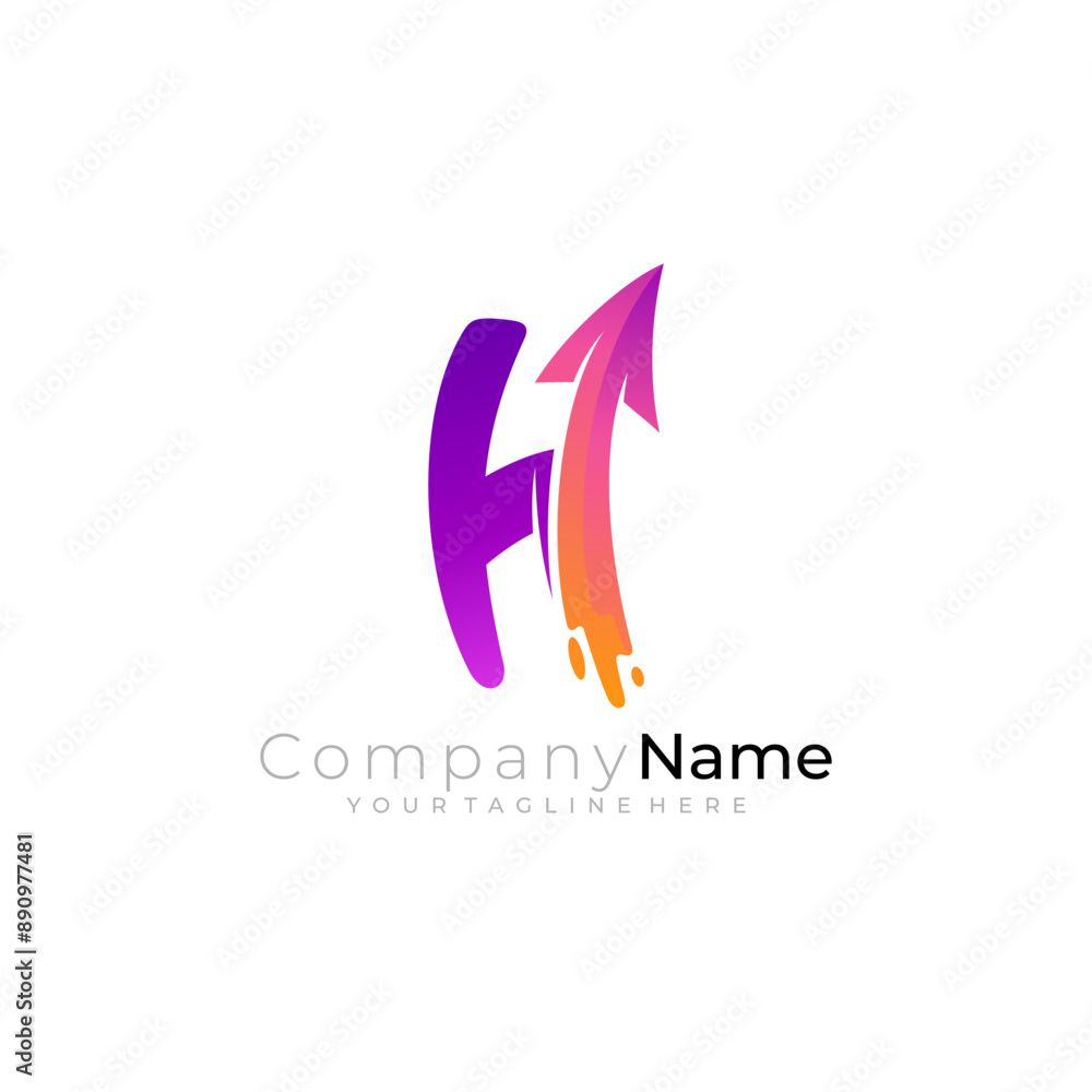 H icon and arrow design template, up arrow logos H icon and arrow design template, up arrow logos