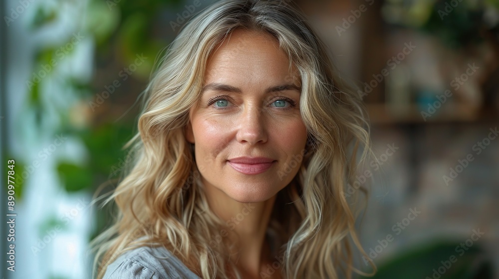 Portrait of a Blonde Woman with Blue Eyes Portrait of a Blonde Woman with Blue Eyes