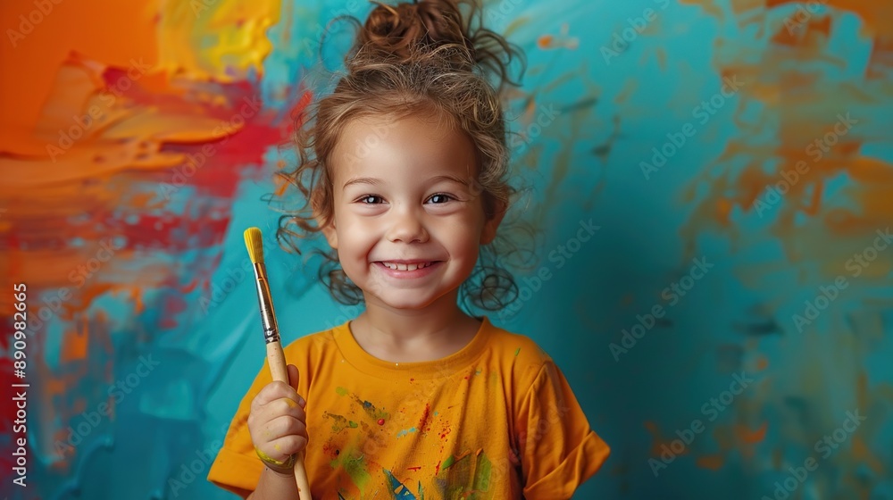A Little Artist With Paint-Stained Clothes and a Bright Smile A Little Artist With Paint-Stained Clothes and a Bright Smile