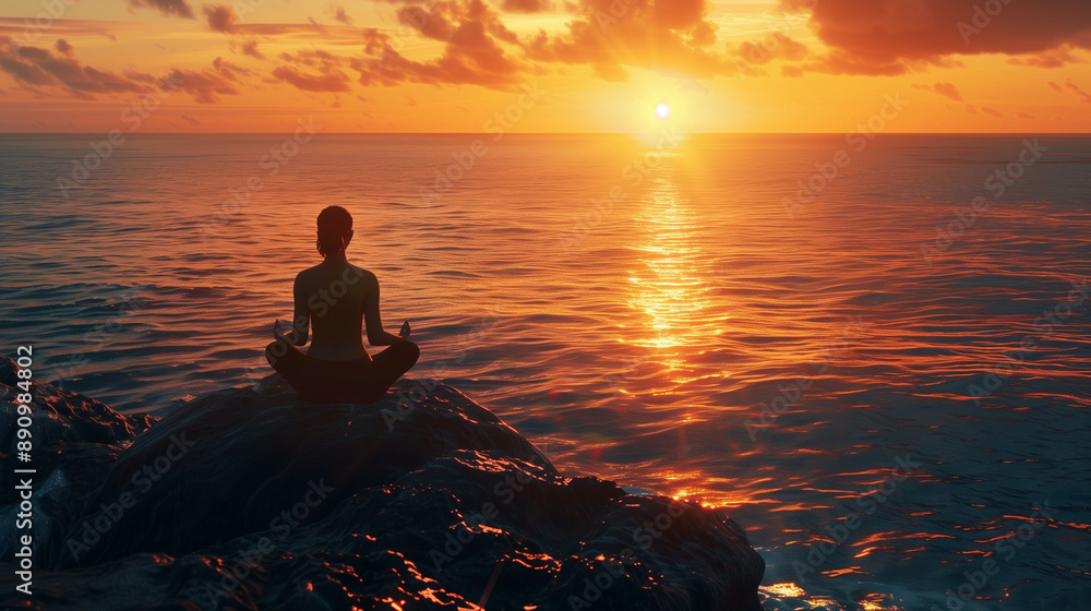 Obraz premium Meditation at Sunset