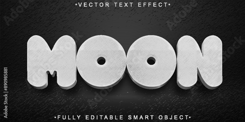 Cartoon White Moon Vector Editable Text Effect Template