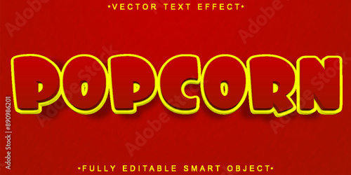 Popcorn Red Vector Fully Editable Smart Object Text Effect