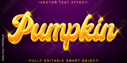 Cartoon Orange Pumpkin Vector Fully Editable Smart Object Text Effect