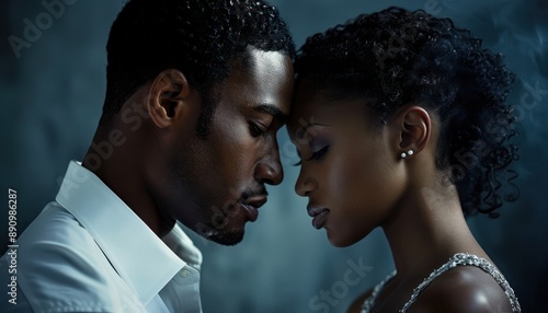 Romantic Couple Sharing an Intimate Moment, Symbolizing Love and Connection, Black Love, Relationship Goals, Interracial Couple, Soulmates, Forever Love, True Love, Deep Connection, Intimate