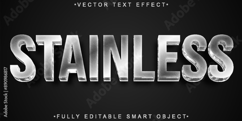 Silver Stainless Stell Vector Fully Editable Smart Object Text Effect