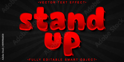 Cartoon Red Stand Up Vector Fully Editable Smart Object Text Effect