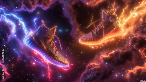 Wallpaper Mural Electric Sneakers in Space Torontodigital.ca
