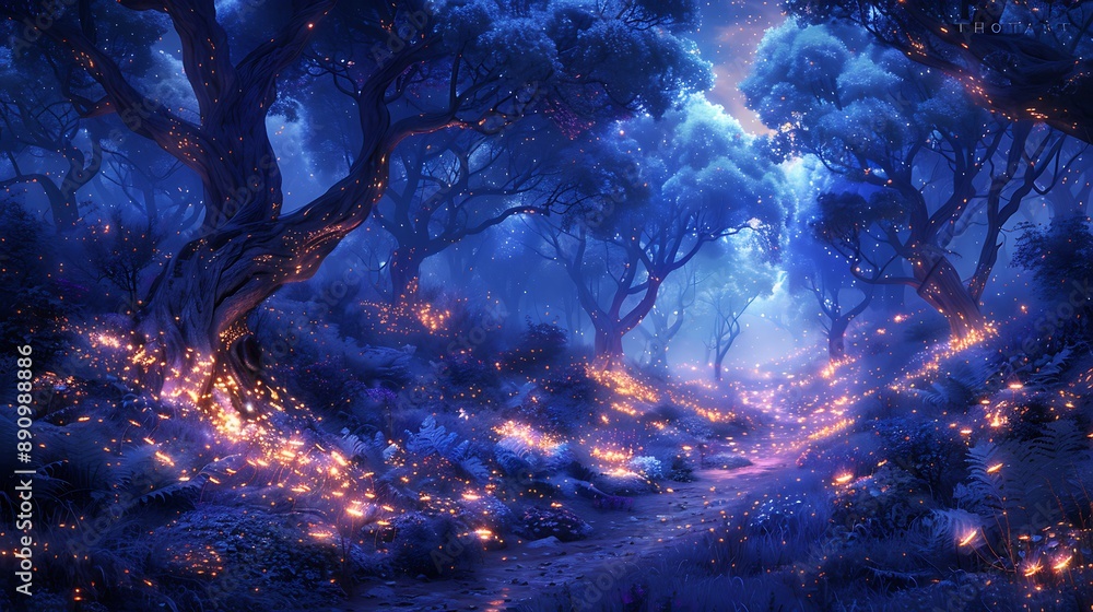 Naklejka premium polar region with glowing icebergs and holographic wildlife, highlighting the Arctic's beauty