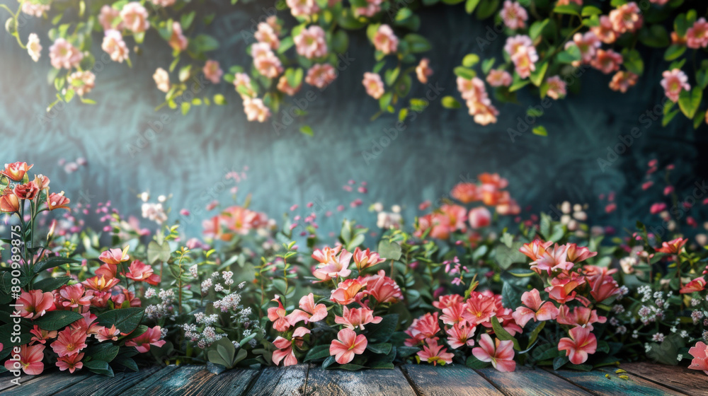 Beautiful flower garden with various colorful blooms and greenery, showcasing vibrant springtime nature. Beautiful flower garden with various colorful blooms and greenery, showcasing vibrant springtime nature.