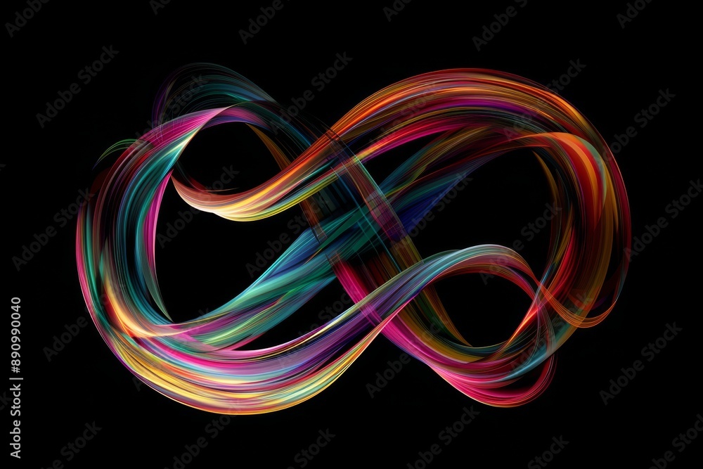 a highly creative, psychedelic infinity symbol on a completely black background a highly creative, psychedelic infinity symbol on a completely black background
