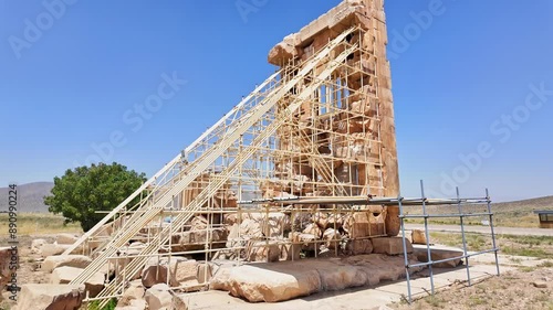 shiraz, fars province - iran - april 16 2023, Pasargadae World Heritage Site, Cambyses I was king of Anshan and the father of Cyrus the Great (Cyrus II), younger son of Cyrus I, and brother of Arukku. photo