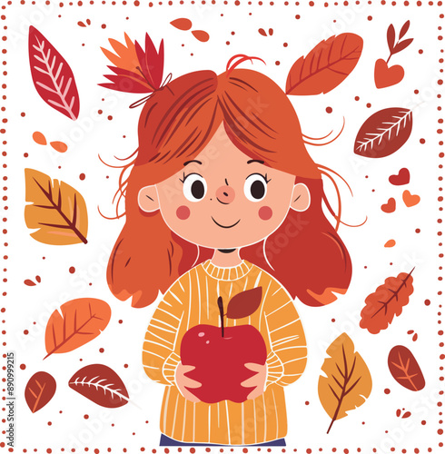 Autumn Girl with Apple