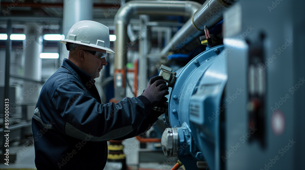 Engineers performing maintenance in factory Engineers performing maintenance in factory