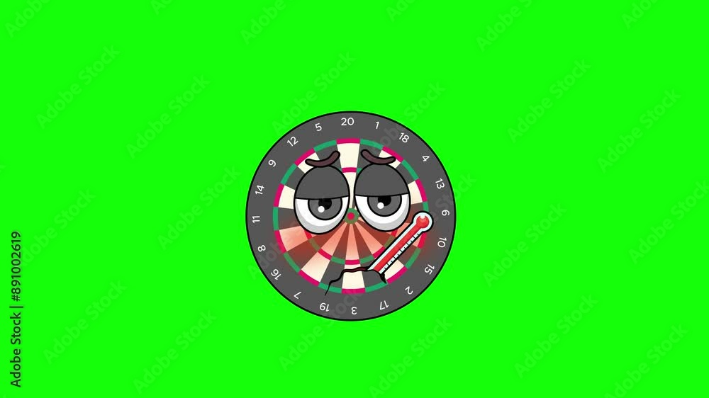 Fever animation of a dart board cartoon, with a thermometer Fever animation of a dart board cartoon, with a thermometer