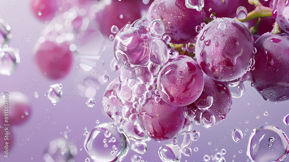 Purple grapes and ice cubes Purple grapes and ice cubes