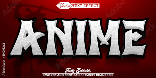 Black White Japan Anime Vector Editable Text Effect Template
