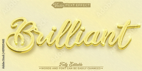 Luxury Shiny Golden Brilliant Vector Editable Text Effect Template