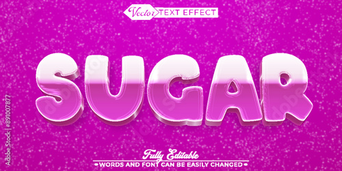 Dessert Cute Purple Sugar Vector Editable Text Effect Template