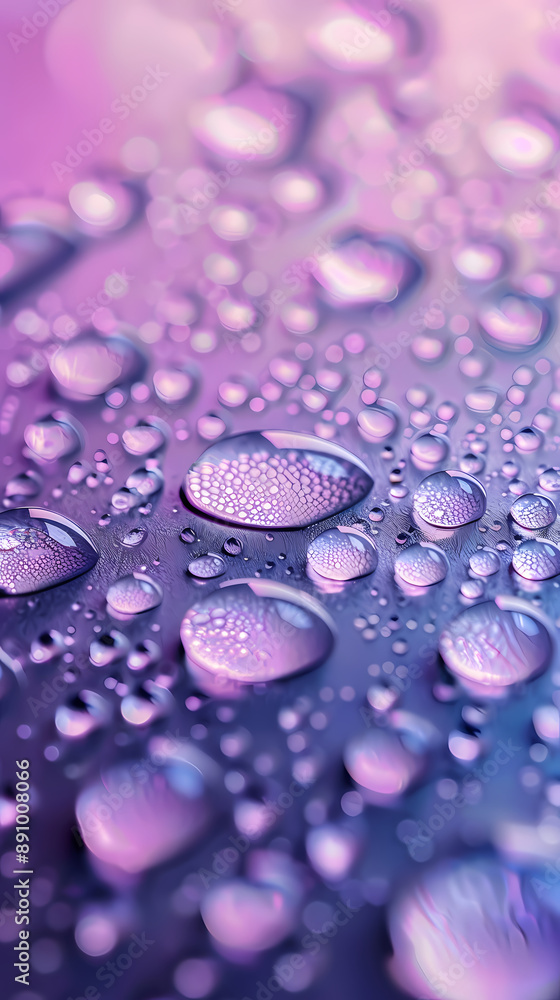 Close-up of water drops on purple surface Close-up of water drops on purple surface