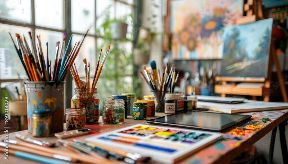 Artist's Messy Workspace Ready for Inspiration Artist's Messy Workspace Ready for Inspiration